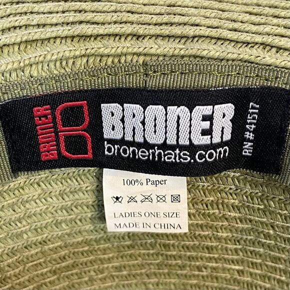 BRONER HAT Olive Green Women's Sun Hat Sz OS Summer Neutral Cottage Casual Beach - Picture 3 of 5